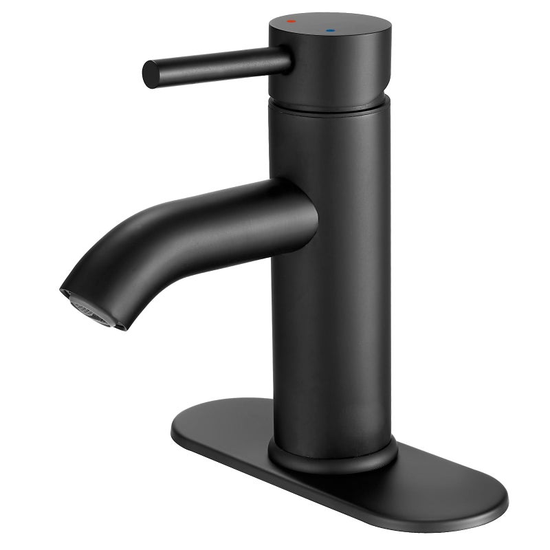 VOTON Black Bathroom Faucet Single Handle Matte Black Bathroom Sink Faucet Rv Lavatory Vessel Faucet for Bathroom Faucet 1 or 3 Hole with Deck Plate - Image 1